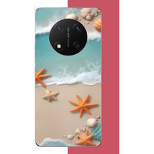 Aksesuarist Honor X9C Uyumlu Turuncu Deniz Yıldızı Baskılı Silikon Kılıf