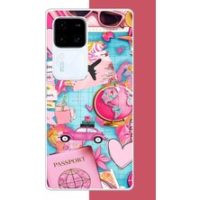 Aksesuarist Vivo V30 Uyumlu Travel Kolaj Baskılı Silikon Kılıf