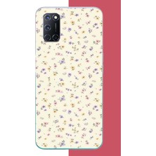 Aksesuarist Oppo A52-A72-92 Uyumlu Sarı Lila Çiçek Baskılı Silikon Kılıf