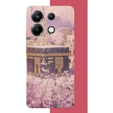 Aksesuarist Poco X6 Pro Uyumlu Pembe Çiçekli Kabe Baskılı Silikon Kılıf