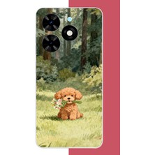Aksesuarist Tecno Spark Go 2024 Uyumlu Peluş Köpek Baskılı Silikon Kılıf