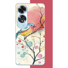 Aksesuarist Oppo A60 Uyumlu Renkli Kuş Baskılı Silikon Kılıf