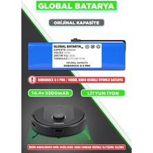 Global Batarya Roborock Q5 Pro Uyumlu Robot Süpürge Bataryası 14.4V 5200MAH Li-Ion Pil (Orijinal Kapasite)