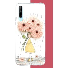 Aksesuarist Huawei P Smart Pro Uyumlu Yağmur Altında Çiçekler Baskılı Silikon Kılıf