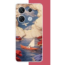 Aksesuarist Infinix Gt 20 Pro Uyumlu Göldeki Turuncu Kayık Baskılı Silikon Kılıf