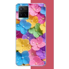Aksesuarist Vivo Y21S Uyumlu Renkli Çiçek Bahçesi Baskılı Silikon Kılıf