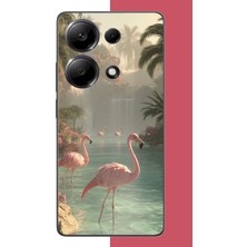 Aksesuarist Redmi Note 13 Pro 4g Uyumlu Akarsudaki Flamingo Baskılı Silikon Kılıf