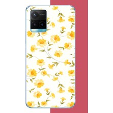 Aksesuarist Vivo Y21S Uyumlu Sarı Çiçek Pattern Baskılı Silikon Kılıf