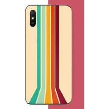 Aksesuarist Redmi 9A Uyumlu Retro Renk Şeritleri Baskılı Silikon Kılıf