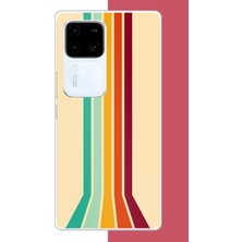 Aksesuarist Vivo V30 Uyumlu Retro Renk Şeritleri Baskılı Silikon Kılıf