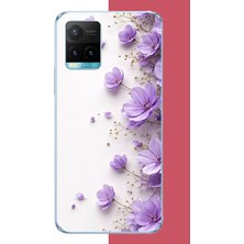 Aksesuarist Vivo Y21S Uyumlu Lavanta Zarafeti Baskılı Silikon Kılıf