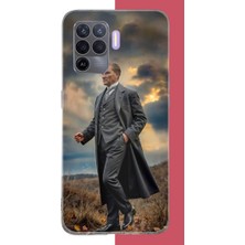 Aksesuarist Oppo Reno 5 Lite Uyumlu Atatürk Gri Takım Elbiseli Baskılı Silikon Kılıf