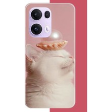 Aksesuarist Oppo Reno 13 Pro Uyumlu Incili Kedi Baskılı Silikon Kılıf