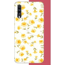 Aksesuarist Samsung Galaxy A70 Uyumlu Sarı Çiçek Pattern Baskılı Silikon Kılıf