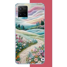 Aksesuarist Vivo Y21S Uyumlu Çiçekli Plato Baskılı Silikon Kılıf