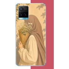 Aksesuarist Vivo Y21S Uyumlu Çiçek Koklayan Kadın Baskılı Silikon Kılıf