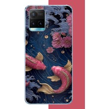 Aksesuarist Vivo Y21S Uyumlu Kırmızı Balıklar Baskılı Silikon Kılıf