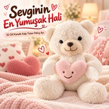 Nunu 35 cm Kanatlı Kalp Tutan Peluş Ayı Yumuşak Uyku Arkadaşı Sevimli Hediyelik Oyuncak Sevgiliye Hediye