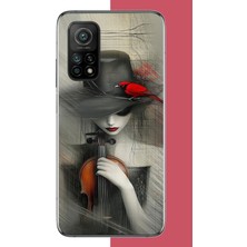 Aksesuarist Xiaomi Mi 10T-10T Pro Uyumlu Keman Tutan Kadın Baskılı Silikon Kılıf