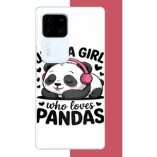Aksesuarist Vivo V30 Uyumlu Kawaii Panda Baskılı Silikon Kılıf