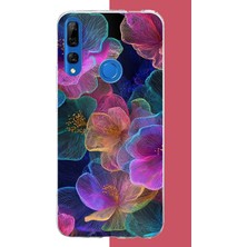 Aksesuarist Honor 9x Uyumlu Neon Çiçekler Baskılı Silikon Kılıf