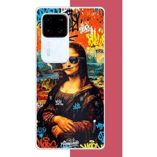 Aksesuarist Vivo V30 Uyumlu Mona Lisa Graffiti Baskılı Silikon Kılıf