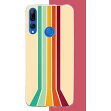 Aksesuarist Honor 9x Uyumlu Retro Renk Şeritleri Baskılı Silikon Kılıf