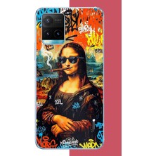 Aksesuarist Vivo Y21S Uyumlu Mona Lisa Graffiti Baskılı Silikon Kılıf