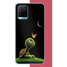 Aksesuarist Vivo Y21S Uyumlu Ay Işığındaki Minik Kaplumbağa Baskılı Silikon Kılıf
