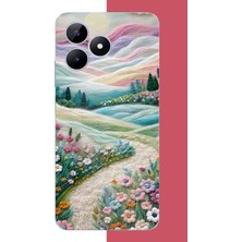 Aksesuarist Realme Note 50 Uyumlu Çiçekli Plato Baskılı Silikon Kılıf