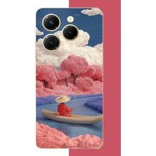 Aksesuarist Infinix Hot 40-40 Pro Uyumlu Kayık ve Pembe Ağaç Baskılı Silikon Kılıf