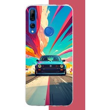 Aksesuarist Honor 9x Uyumlu Renkli Yolda Hız Baskılı Silikon Kılıf