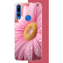Aksesuarist Honor 9x Uyumlu Pembe Papatyada Çiy Damlası Baskılı Silikon Kılıf