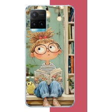 Aksesuarist Vivo Y21S Uyumlu Kitapçı Kız Baskılı Silikon Kılıf