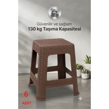 Bahometr Hasır Büyük Boy Sağlam Kaliteli Kalın Tabure KAHVE-MA109 ( 6 Adet )