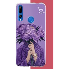 Aksesuarist Honor 9x Uyumlu Mor Çiçeklerin Ardında Baskılı Silikon Kılıf