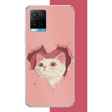 Aksesuarist Vivo Y21S Uyumlu Boşluktaki Kedi Baskılı Silikon Kılıf