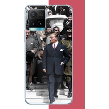 Aksesuarist Vivo Y21S Uyumlu Atatürk 3 Baskılı Silikon Kılıf