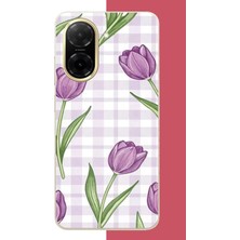 Aksesuarist Redmi A5 Uyumlu Mor Lale Baskılı Silikon Kılıf