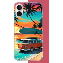 Aksesuarist iPhone 16 Uyumlu 70'ler Surf Baskılı Silikon Kılıf