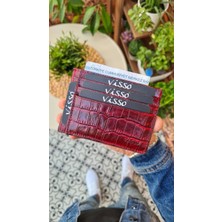 Visso 606 Hakiki Deri Isme Özel Para Bölmeli Erkek ve Kadın Deri Mini Kredi Kartlık Deri Cüzdan Çanta