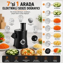 Robo Elektrikli Sebze Meyve Doğrayıcı – 8 mm Küp Doğrama, 7 Kesim Aparatı, 65 mm Geniş Besleme Siyah