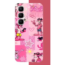 Aksesuarist Infinix Hot 60 Pro Plus Uyumlu Pembe Panter Kolaj Baskılı Silikon Kılıf