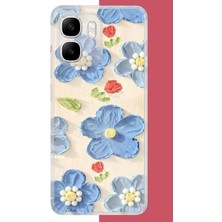Aksesuarist Infinix Smart 10 Uyumlu Tuvaldeki Mavi Çiçek Baskılı Silikon Kılıf