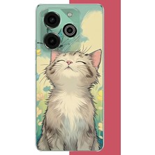Aksesuarist Tecno Pova 6 Pro Uyumlu Kelebekli Kedi Baskılı Silikon Kılıf