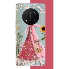 Aksesuarist Honor X9C Uyumlu Pembe Elbiseli Kız Baskılı Silikon Kılıf