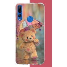 Aksesuarist Honor 9x Uyumlu Yağmurda Şemsiyeli Ayıcık Baskılı Silikon Kılıf