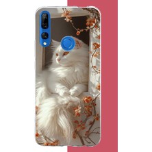Aksesuarist Honor 9x Uyumlu Penceredeki Beyaz Kedi Baskılı Silikon Kılıf