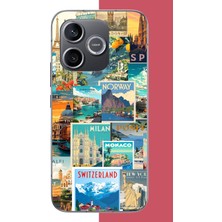 Aksesuarist Honor 600 Uyumlu Kart Postal Kolaj Baskılı Silikon Kılıf