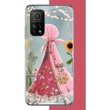 Aksesuarist Xiaomi Mi 10T-10T Pro Uyumlu Pembe Elbiseli Kız Baskılı Silikon Kılıf